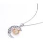 Halloween Jewelry 925 Sterling Silver Moon and Pumpkin Bat Luminous Beads Glow Pendant Necklace, 18 inches
