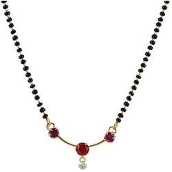 Efulgenz Fashion Jewelry Set of Indian CZ Mangalsutra Pendant Necklace Stud & Hoop Earrings