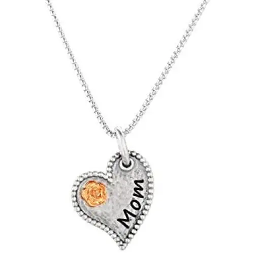Paz Creations 925 Sterling Silver Moms Heart Design with Flower Necklace Paz Creations 925 Sterling Silver Moms Heart Design with Flower Necklace