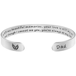 MEMGIFT Memorial Gifts Women, Inspirational Cuff Bangle Bracelets Inspirational Encouragement Bereavement Keepsake Loss of Loved One Remember Her Sympathy Condolence Engraved Secret Message