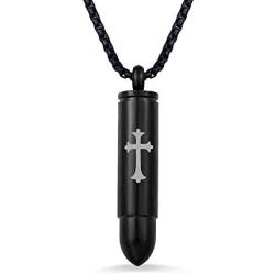 Getname Necklace Stainless Steel Cross Necklace Bullet Urn Necklace Cremation Jewelry Keepsake Memorial Pendent