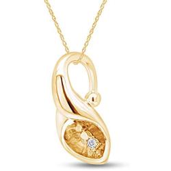 Jewel Zone US Natural Diamond Accent Calla Lily Pendant Necklace in 14K Gold Over Sterling Silver