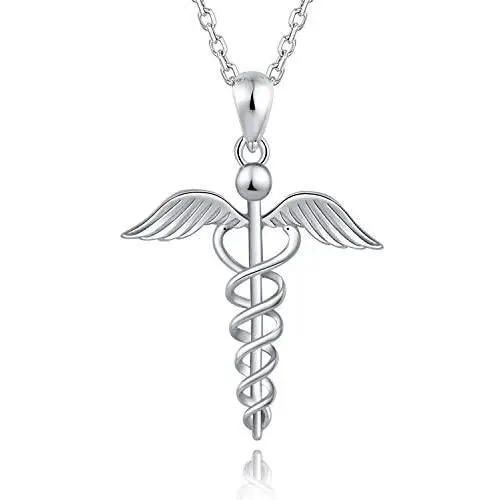 ACJNA 925 Sterling Silver Caduceus Pendant Necklace Nurse Nursing Doctor Jewelry Graduation Gifts ACJNA 925 Sterling Silver Caduceus Pendant Necklace Nurse Nursing Doctor Jewelry Graduation Gifts