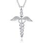 ACJNA 925 Sterling Silver Caduceus Pendant Necklace Nurse Nursing Doctor Jewelry Graduation Gifts