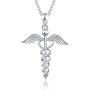 ACJNA 925 Sterling Silver Caduceus Pendant Necklace Nurse Nursing Doctor Jewelry Graduation Gifts