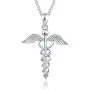ACJNA 925 Sterling Silver Caduceus Pendant Necklace Nurse Nursing Doctor Jewelry Graduation Gifts ACJNA 925 Sterling Silver Caduceus Pendant Necklace Nurse Nursing Doctor Jewelry Graduation Gifts