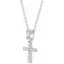 925 Sterling Silver Clear CZ Baptism Christening Cross Pendant Necklace Babies