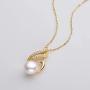 Pearl Necklace Freshwater Cultured White Single Pearl Pendant Flower Necklace with Cubic Zirconia 14K Gold Filled Pearl Jewelry Gifts for Women Girls Wife