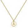 Disc Initial Necklaces for Women Girls, 14K Gold Filled Round Disc Double Side Engraved Hammered Initial Necklace Adjustable Personalized Alphabet Letter Pendant for Women Girls Jewelry Gifts