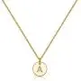 Disc Initial Necklaces for Women Girls, 14K Gold Filled Round Disc Double Side Engraved Hammered Initial Necklace Adjustable Personalized Alphabet Letter Pendant for Women Girls Jewelry Gifts