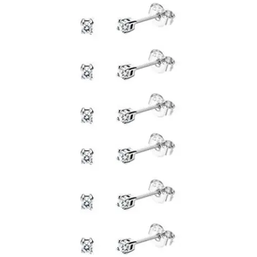 Sllaiss 6 Pairs 925 Sterling Silver Tiny CZ Stud Earrings for Women Men Round Cut CZ Earrings Set Hypoallergenic Cartilage Cubic Zirconia Piercing Jewelry Sllaiss 6 Pairs 925 Sterling Silver Tiny CZ Stud Earrings for Women Men Round Cut CZ Earrings Set Hypoallergenic Cartilage Cubic Zirconia Piercing Jewelry