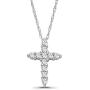 14K White Gold Diamond Cross Pendant with Sterling Silver Chain Necklace (1/5 cttw, I-J Color, I2-I3 Clarity), 18''