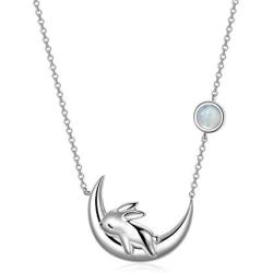 PEIMKO 925 Sterling Silver Infinity Cute Animals Bunny on the Moon/Elephant Holding Rose/Sunflower Pendant Necklace, Good Luck Elephant Necklace Jewelry Gifts for Women Ladies