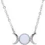 RUIZHEN Silver Triple Moon Goddess Symbol Opal Natural Stone Pendant Necklace RUIZHEN Silver Triple Moon Goddess Symbol Opal Natural Stone Pendant Necklace