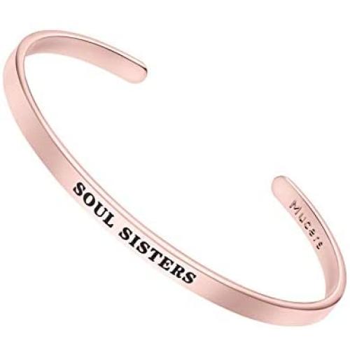 Mucers Inspirational Bracelets for Women, Rose Gold Bangle Cuff Engraved Bracelets for Women, Personalized Bracelets for Women, Inspirational Bracelets Gifts for Women