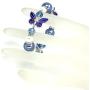 Butterfly Bracelet - Butterfly Jewelry Gift For Women Teen Girls With Rhinestone Beads - Butterfly Lovers Valentine Gift - Blue White Beaded Stretch Bracelet Bangle In Gift Pouch