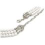 Christina Collection Elegant Multi Layered Strands Cream or White Pearl Crystal Necklace Clip on Earrings Set Gift Bijoux