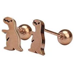 Dinosaur Earrings Screw on ball 20G piercing earrings Surgical steel Stud Earring/dino earrings…