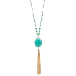 Long Tassel Pendant Necklace for Women Girls, Long Tassel Necklace,Genuine Quartz Stone Pendant Necklace,Ajustable from 32 to 34 Inch