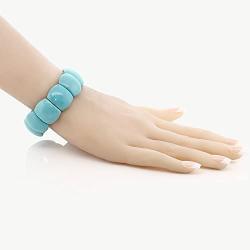 Gem Stone King 7.5 Inch Simulated Turquoise Howlite Beads Stretch Bangle Bracelet 20MM