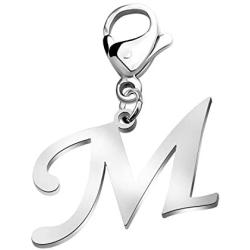 ENSIANTH Intial Letter A-Z Alphabet Charm for Bracelet Necklace Initial Stainless Steel Clasp Clip on Charm