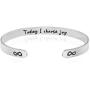 Mantra Cuff for Women, Inspirational Gift Jewelry for her, Motivational Silver Friendship Bracelets, Engraved Bracelets for Women, Encouragement Jewelry