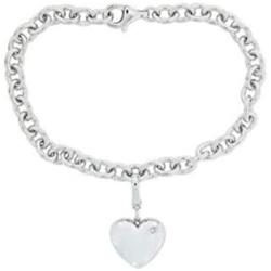 JMS Jewelry Sterling Silver Heart Diamond Bracelet