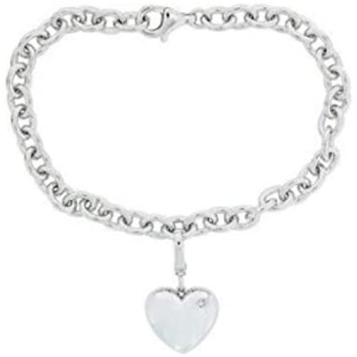 JMS Jewelry Sterling Silver Heart Diamond Bracelet