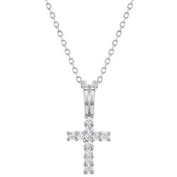 925 Sterling Silver Clear CZ Baptism Christening Cross Pendant Necklace Babies