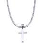Double Rainbow Jewelry C08S-P32S Men Stainless Steel Silver Cross Pendant Cuban Necklace Chain Link