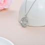 AOBOCO Sterling Silver Moon Cat Pendant Necklace with Crystals, Celtic Jewelry Birthday Cat Gifts for Women Her Cat Lover
