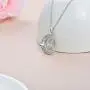 AOBOCO Sterling Silver Moon Cat Pendant Necklace with Crystals, Celtic Jewelry Birthday Cat Gifts for Women Her Cat Lover