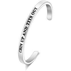 CENWA Funny Confidence Gift Chin Up and Tits Out Bracelet Naughty Novelty Feminist Jewelry Gift for Women Girl Boss Jewelry