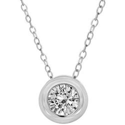 Mothers Day Gifts IGI Certified Lab Grown Diamond Necklace 14K White Gold 1/4-1/2 carat Lab Created Diamond Bezel For Women (1/4-1/2 CTTW, HI Color, I1 Clarity Diamond Gifts for Mom)