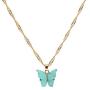 4 Pcs/Set Coforful Butterfly Jewelry Set Cute Acrylic Butterfly Pendant Necklace Bracelet Earrings Adjustable Chain Bohemian Necklace for Women Boho Jewelry Valentines Day Gifts