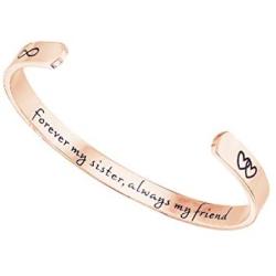 Tstars Sister Bangle Bracelet Forever My Sister Always My Friend Sister Gifts from Sister Jewelry