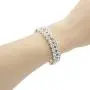 JSEA Womens Silver Tone 6mm Rhinestone Open Cuff Bracelet Bangles Gold Tone Wedding Party Jewelry