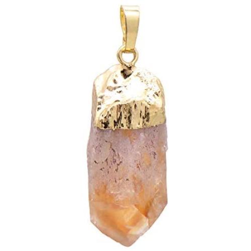 Paialco Natural Rough Rock Raw Yellow Citrine Pendant Necklace 18''