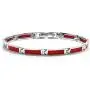 Silvershake Rectangular Shape Created Red Coral Inlay 925 Sterling Silver Link Bracelet Jewelry for Man Women Silvershake Rectangular Shape Created Red Coral Inlay 925 Sterling Silver Link Bracelet Jewelry for Man Women