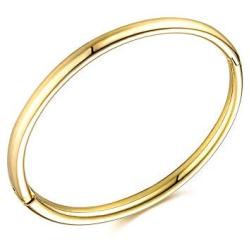 Carffany Polished Round Hinge Tiny Bangle Bracelet 18K Gold Lover Jewelry Valentines Day Wedding Jewelry Gift