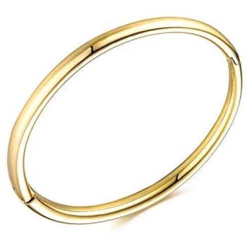 Carffany Polished Round Hinge Tiny Bangle Bracelet 18K Gold Lover Jewelry Valentines Day Wedding Jewelry Gift
