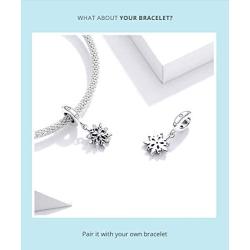 BAMOER 925 Sterling Silver Christmas Snowflake Charms for Women Girls Snow Fairy Charm Beads fit Pandora Bracelets & Necklace