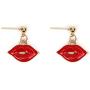 Red Lip Necklace Pendant Mouth Kiss Lips Bracelet Lip Dangle Stud Earrings Set for Women Girls Personalized Creative Fashion Jewelry