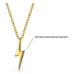 Amnoz 14K Yellow Gold Plated Lightning Bolt Pendent Necklaces