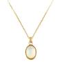 Carleen 14K Solid Yellow Gold Delicate 4/5 Carat Natural Genuine Real Small Tiny White Fire Opal Pendant Necklace Dainty Everyday Fine Gold Jewelry For Women Girls, 16+2 Inches Extender