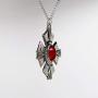 Medallion with Red Stone Medieval Renaissance Silver Finish Pendant Necklace