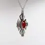 Medallion with Red Stone Medieval Renaissance Silver Finish Pendant Necklace Medallion with Red Stone Medieval Renaissance Silver Finish Pendant Necklace