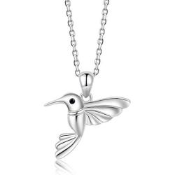 ACJNA 925 Sterling Silver Hummingbird Pendant Nature Bird Critter Necklace Jewelry Gift,18inch rolo Chain