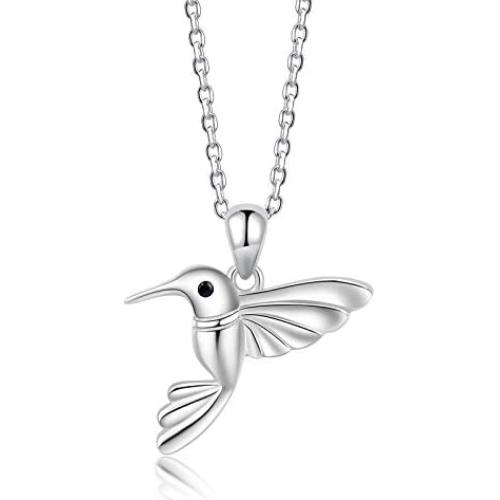 ACJNA 925 Sterling Silver Hummingbird Pendant Nature Bird Critter Necklace Jewelry Gift,18inch rolo Chain