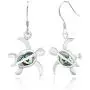 Sterling Silver Abalone Paua Shell Petroglyph Turtle Dangle Hook Earrings Sterling Silver Abalone Paua Shell Petroglyph Turtle Dangle Hook Earrings